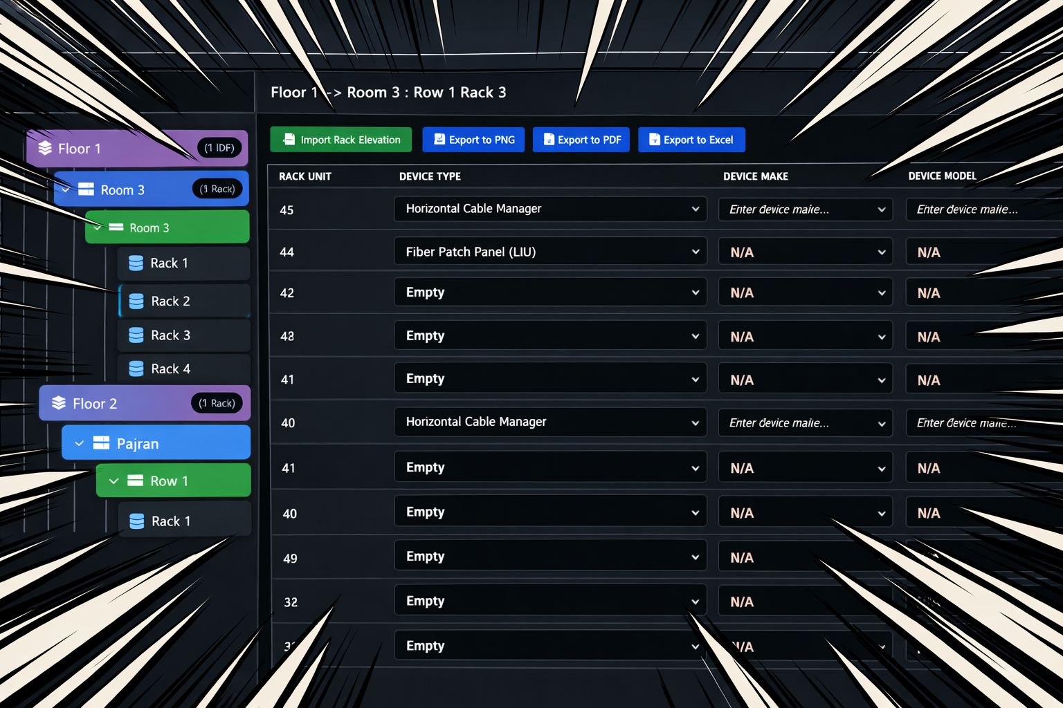 Network rack interface view